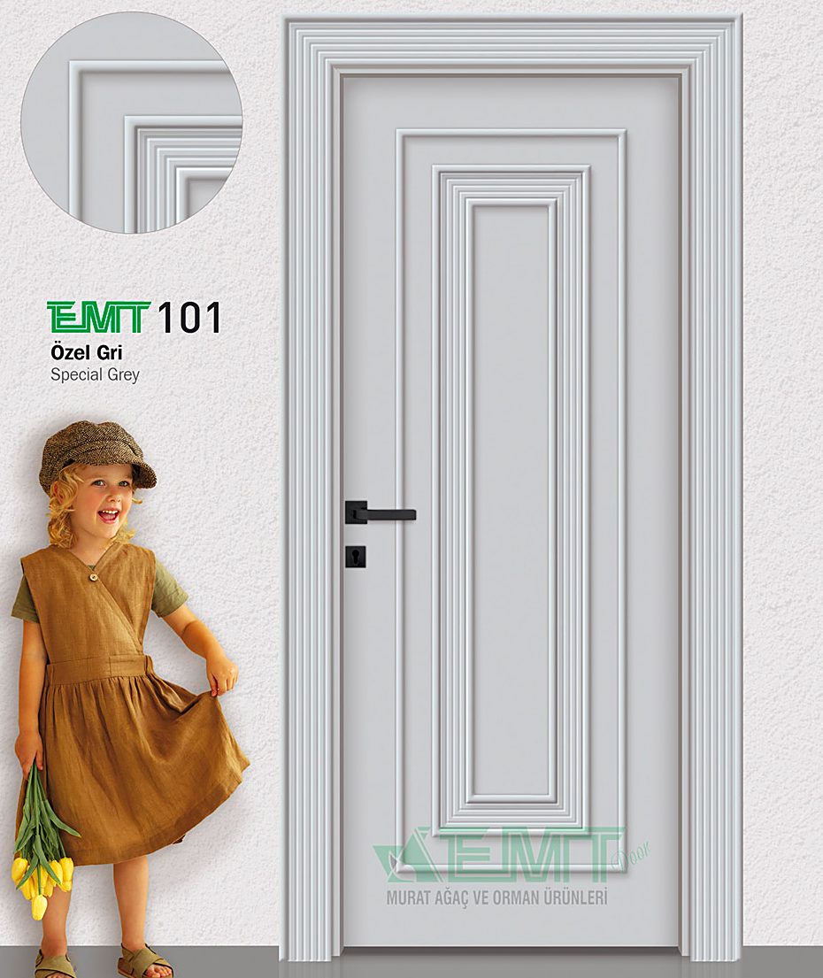 Siva sobna vrata EMT 101 sa klasičnim panelom
